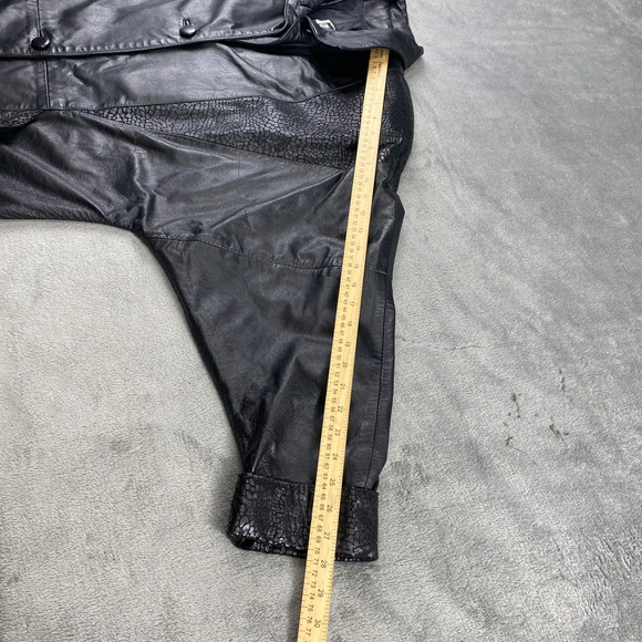 Comint Coat Women's M Black Faux Leather Snake Print Trim Long Trench Argentina - Picture 6 of 12